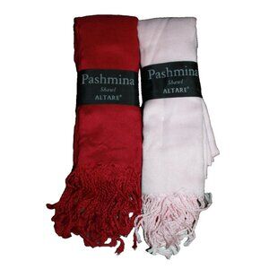 Altare Pashmina Shawl 60x180cm Lot of 2 Deep Berry Pink & Light Pink  NEW